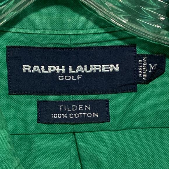 RALPH LAUREN GOLF Shirt M Tilden Button Down Solid Green 100% Cotton - Picture 2 of 16